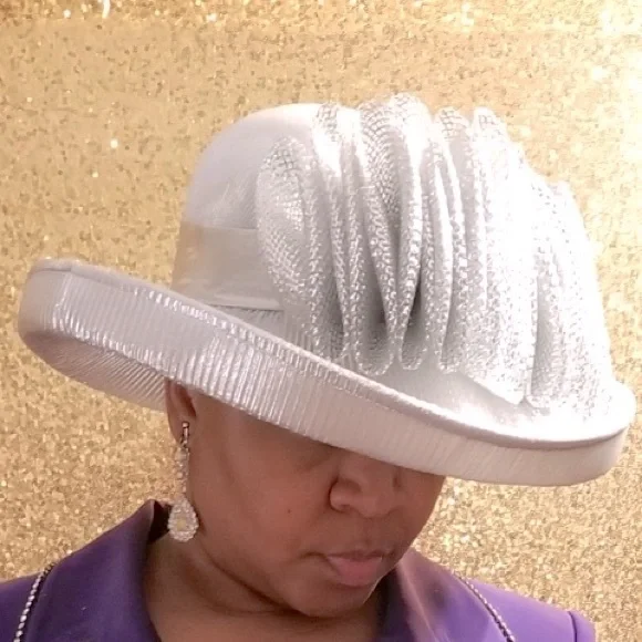 Accessories | Silver Hat Silver Ruched Bow And Wide Brim  display picture 1